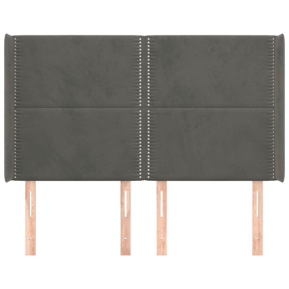 Cabecero con orejas de terciopelo gris oscuro 147x16x118/128