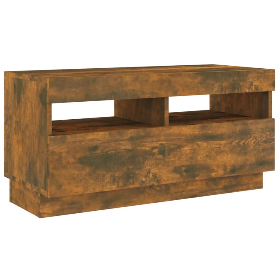 Set de muebles TV con LEDS 3 pzas contrachapada roble