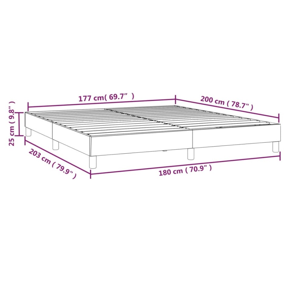 Estructura de cama box spring tela gris oscuro 180x200