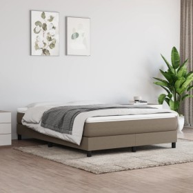 Estructura de cama box spring tela gris taupe 140x190