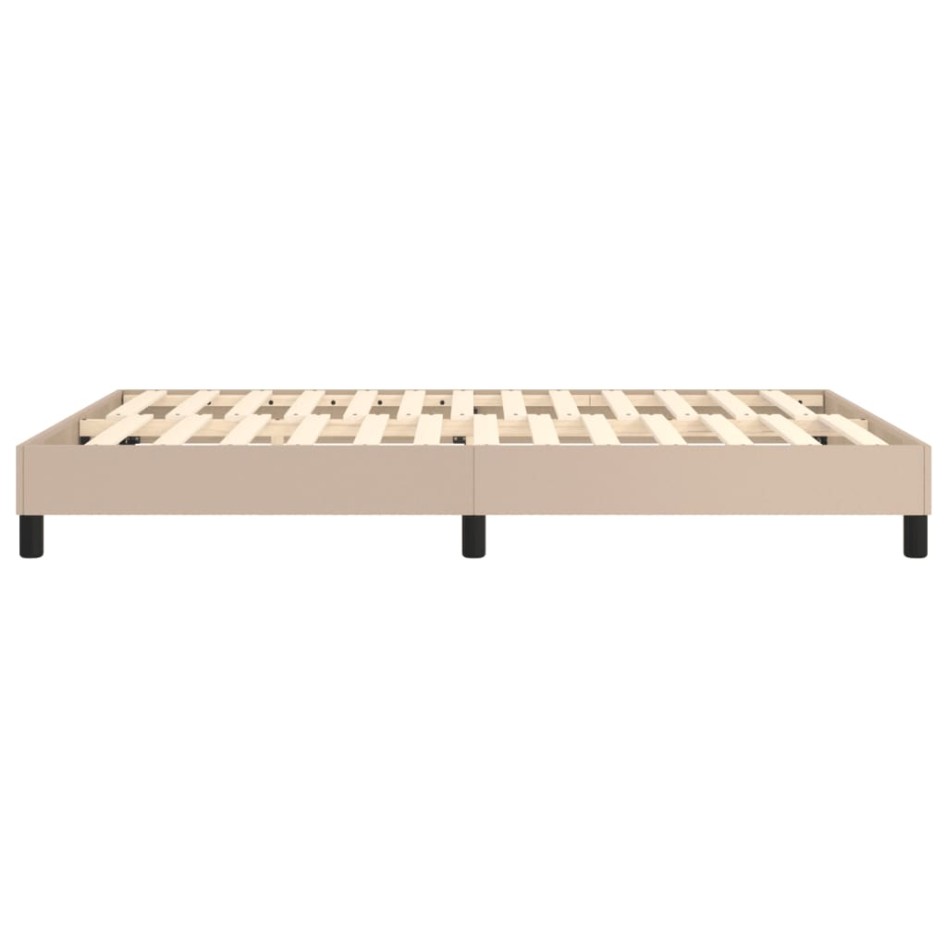 Estructura cama box spring cuero sintético capuchino 140x200