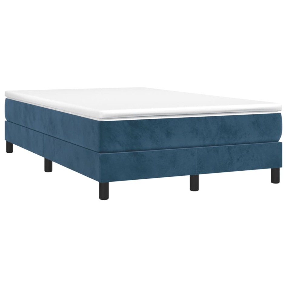 Estructura de cama box spring terciopelo azul oscuro 120x200
