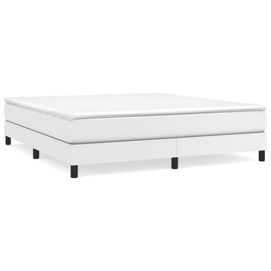 Estructura de cama box spring cuero sintético blanco 180x200
