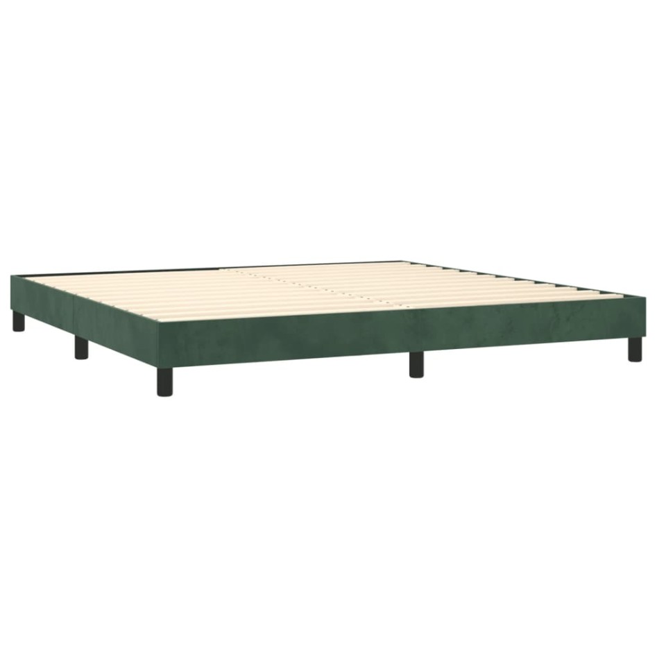 Estructura de cama box spring terciopelo verde oscuro