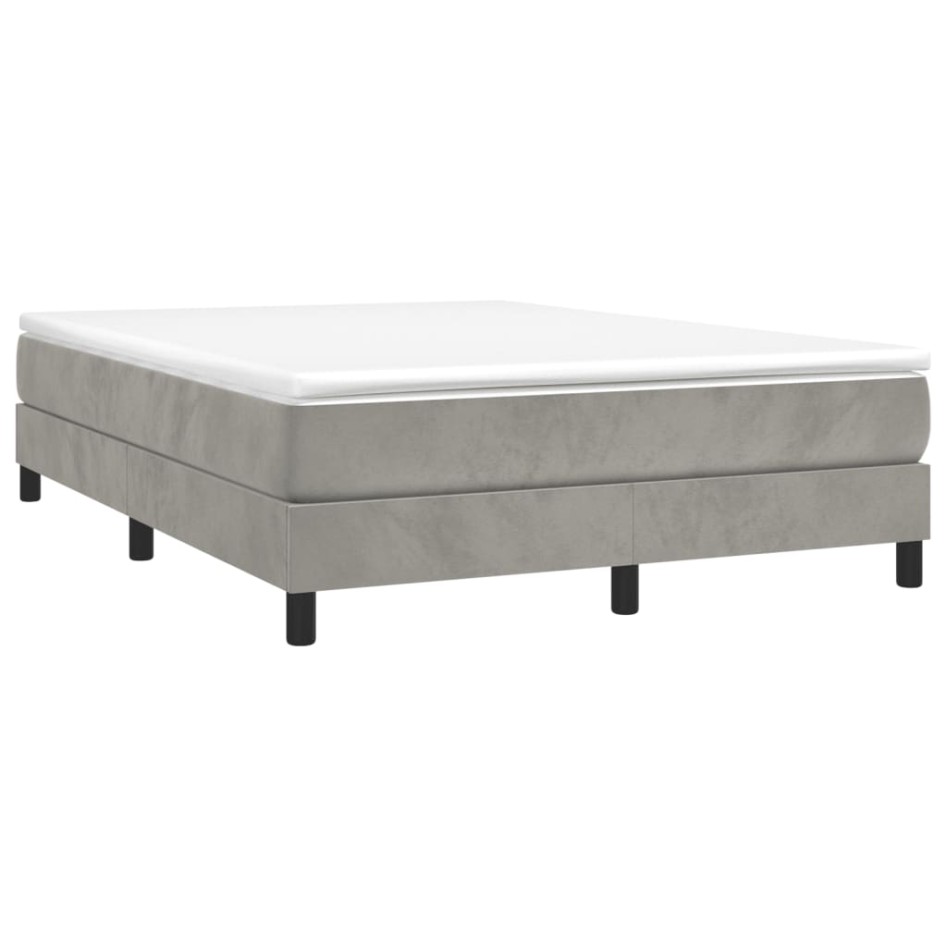 Estructura de cama box spring terciopelo gris claro 140x200