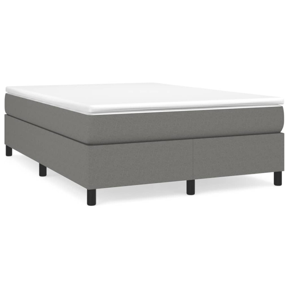 Estructura de cama box spring tela gris oscuro 140x190