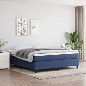 Estructura de cama box spring tela azul 160x200