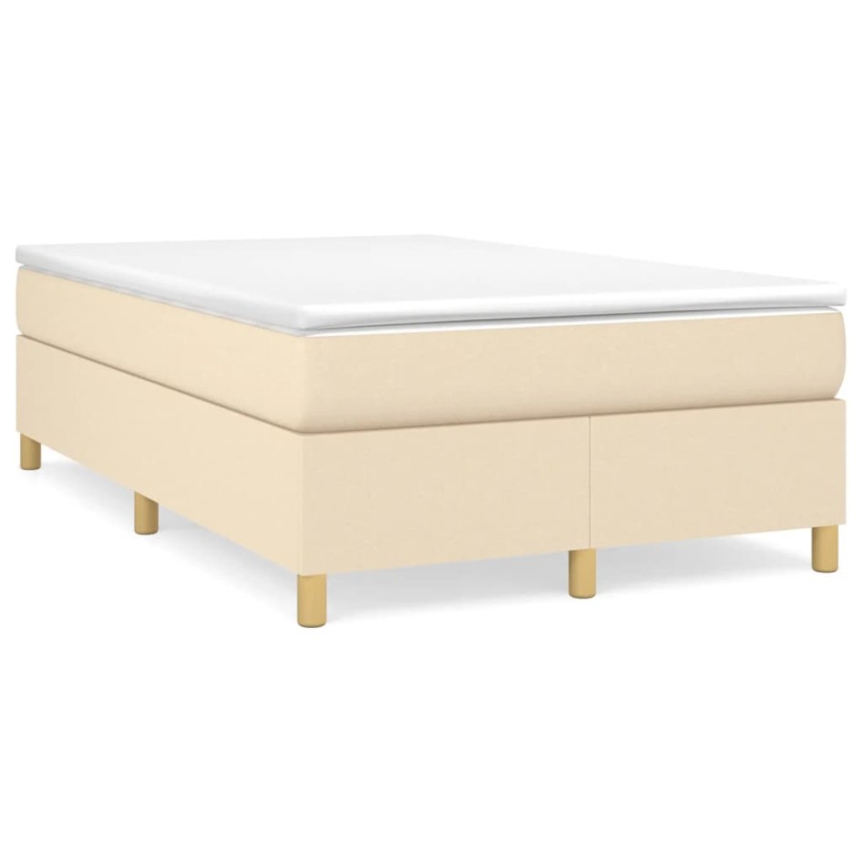 Estructura de cama box spring tela color crema 120x200