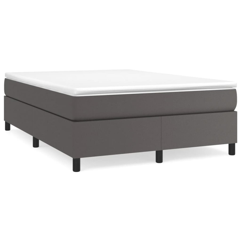Estructura de cama box spring cuero sintético gris 140x190