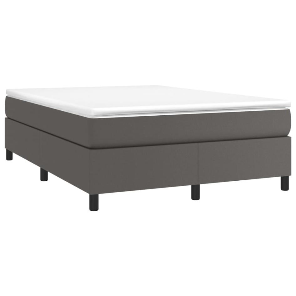 Estructura de cama box spring cuero sintético gris 140x190