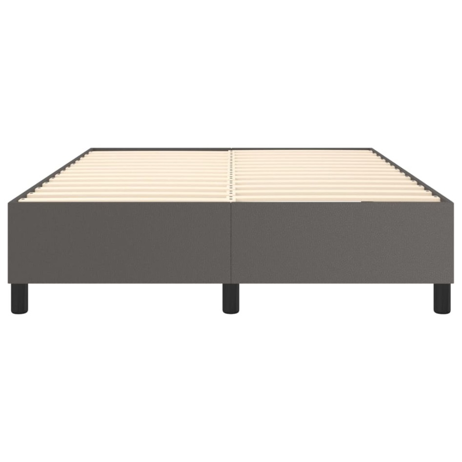 Estructura de cama box spring cuero sintético gris 140x190