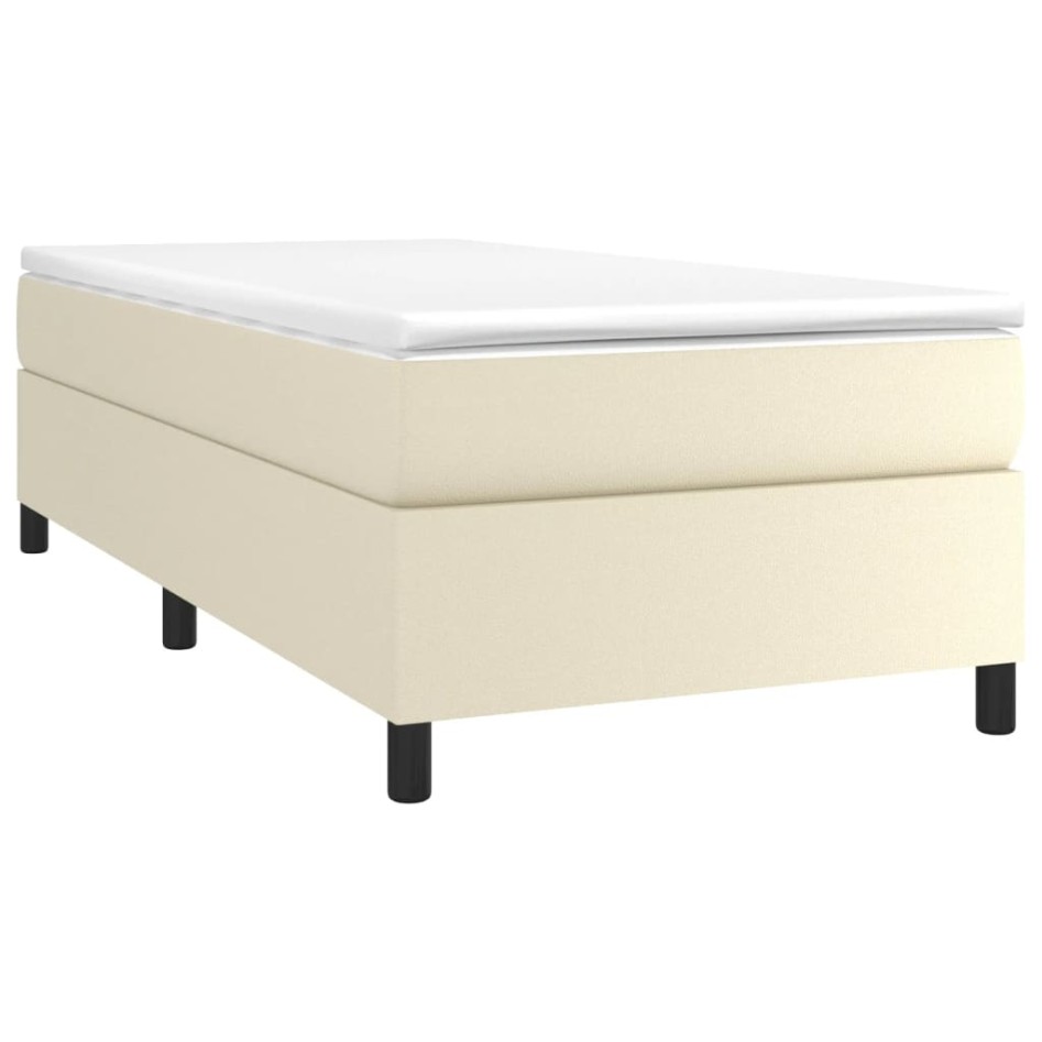 Estructura de cama box spring cuero sintético crema 80x200
