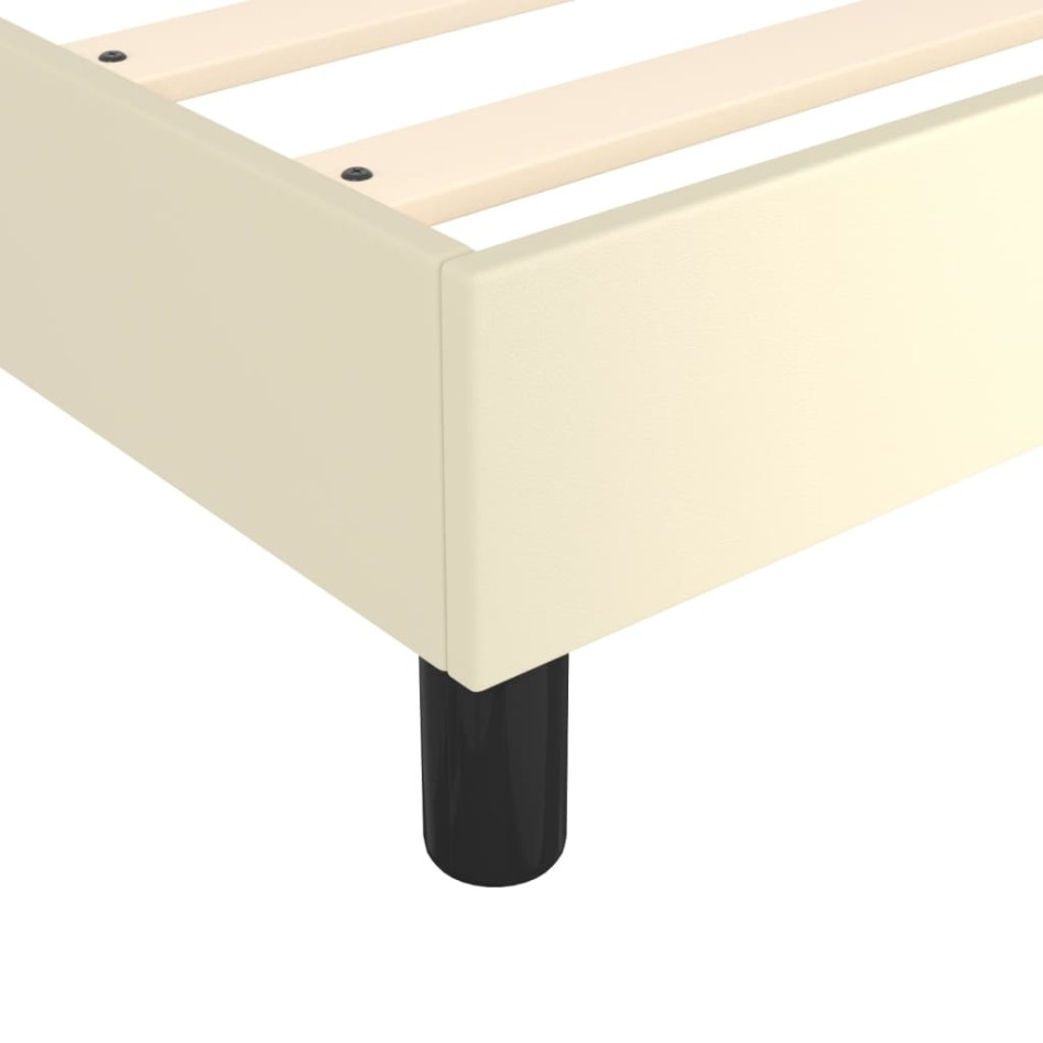 Estructura de cama box spring cuero sintético crema 80x200