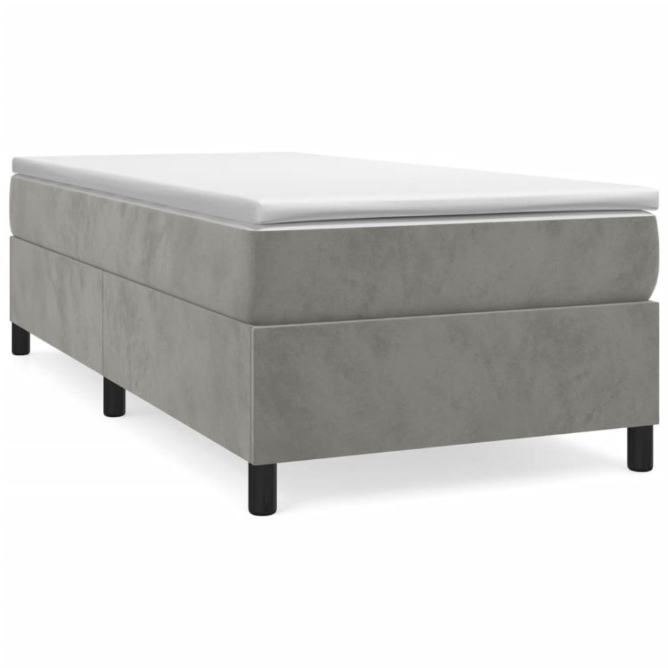 Estructura de cama box spring terciopelo gris claro 100x200