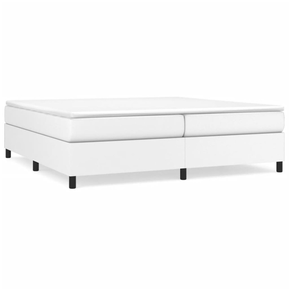 Estructura de cama box spring cuero sintético blanco 200x200