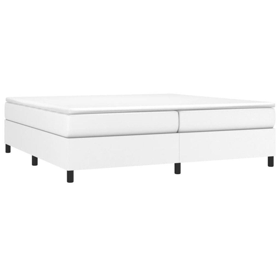 Estructura de cama box spring cuero sintético blanco 200x200