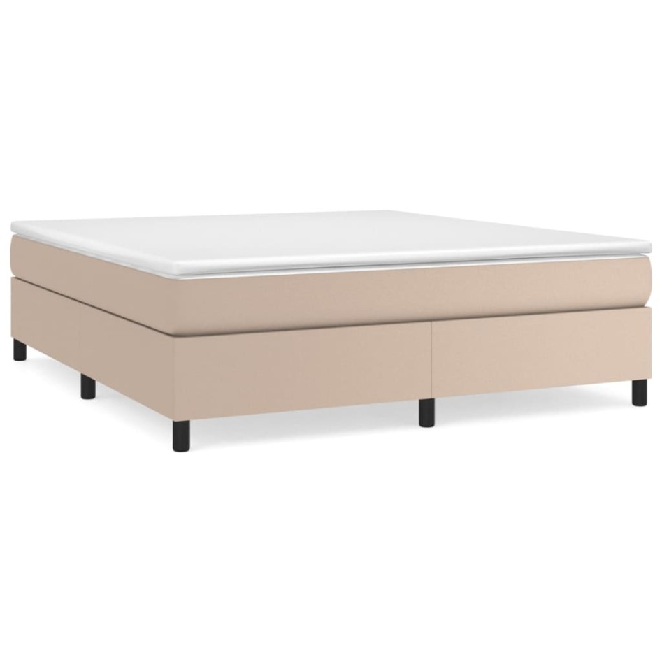Estructura cama box spring cuero sintético capuchino 160x200