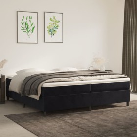 Estructura de cama box spring terciopelo negro 200x200