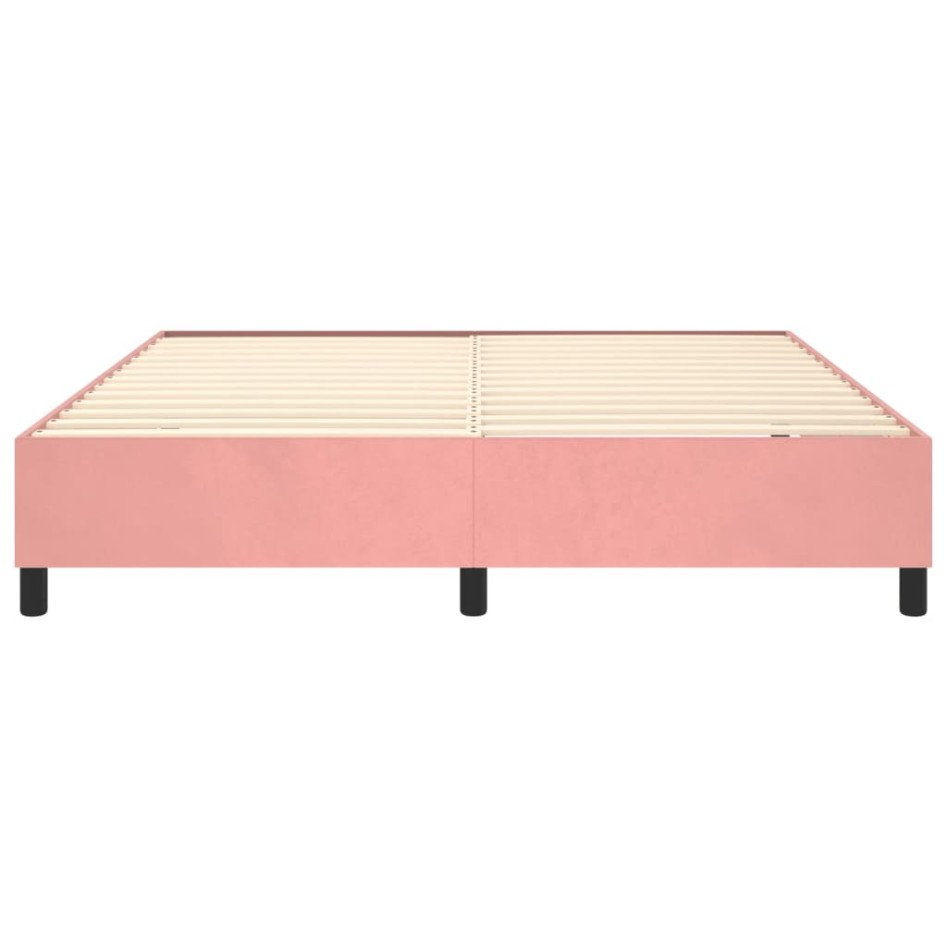 Estructura de cama box spring terciopelo rosa 180x200