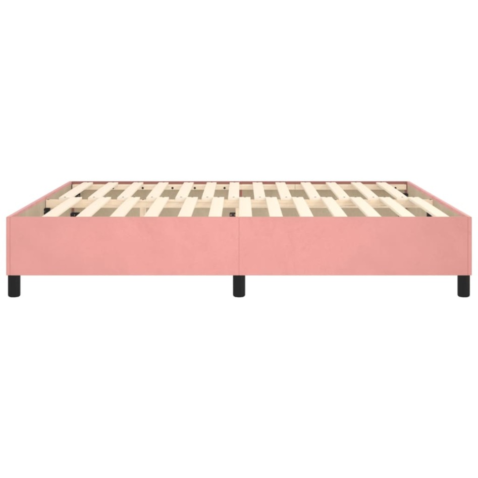 Estructura de cama box spring terciopelo rosa 180x200