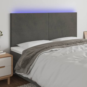 Cabecero con luces LED terciopelo gris oscuro 180x5x118/128