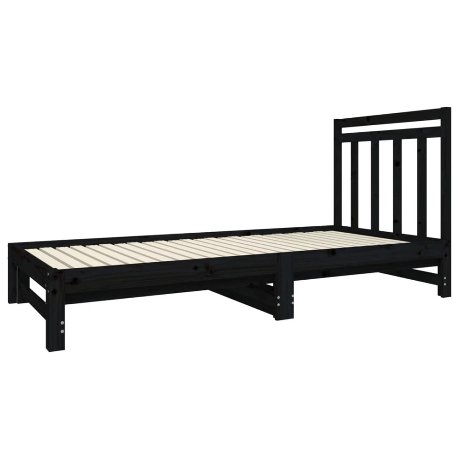 Sofá cama extraíble madera maciza de pino negro 2x(90x190)