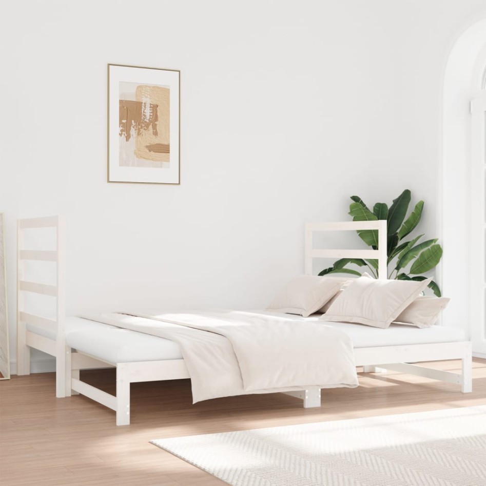 Sofá cama extraíble madera maciza de pino blanco 2x(90x190)