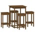 Set de bar 5 piezas madera maciza de pino marrón