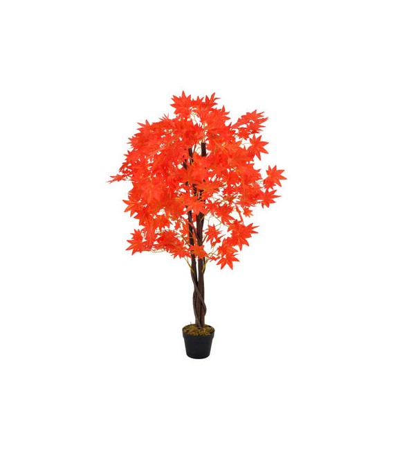 Planta artificial árbol de arce con macetero rojo 120 cm