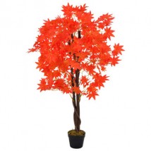 Planta artificial árbol de arce con macetero rojo 120 cm