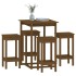 Set de bar 5 piezas madera maciza de pino marrón