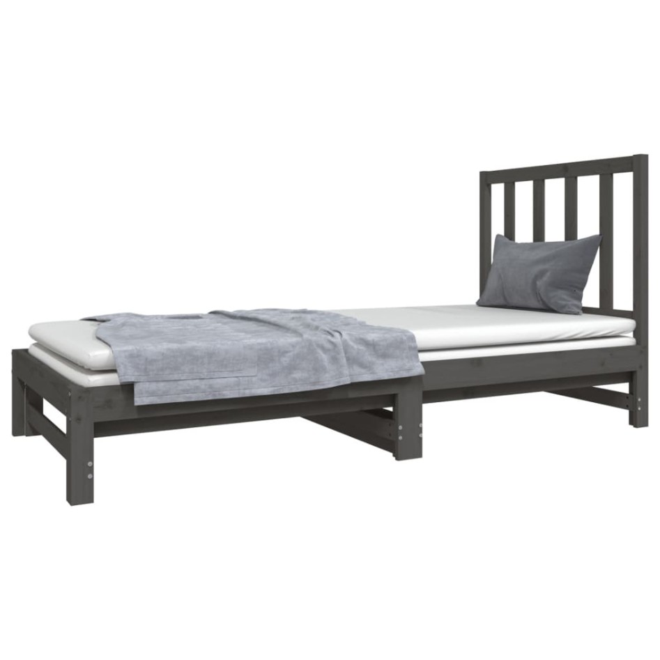 Sofá cama extraíble madera maciza de pino gris 2x(90x190)