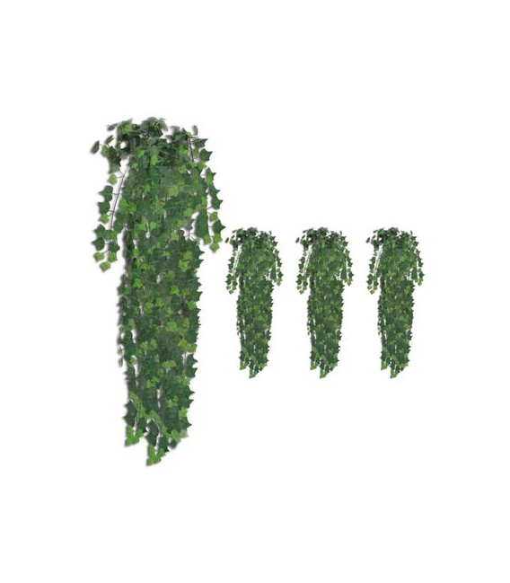 Plantas artificiales de hiedra 4 unidades verde 90 cm