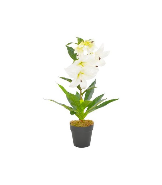 Planta artificial lirio con macetero 65 cm blanca