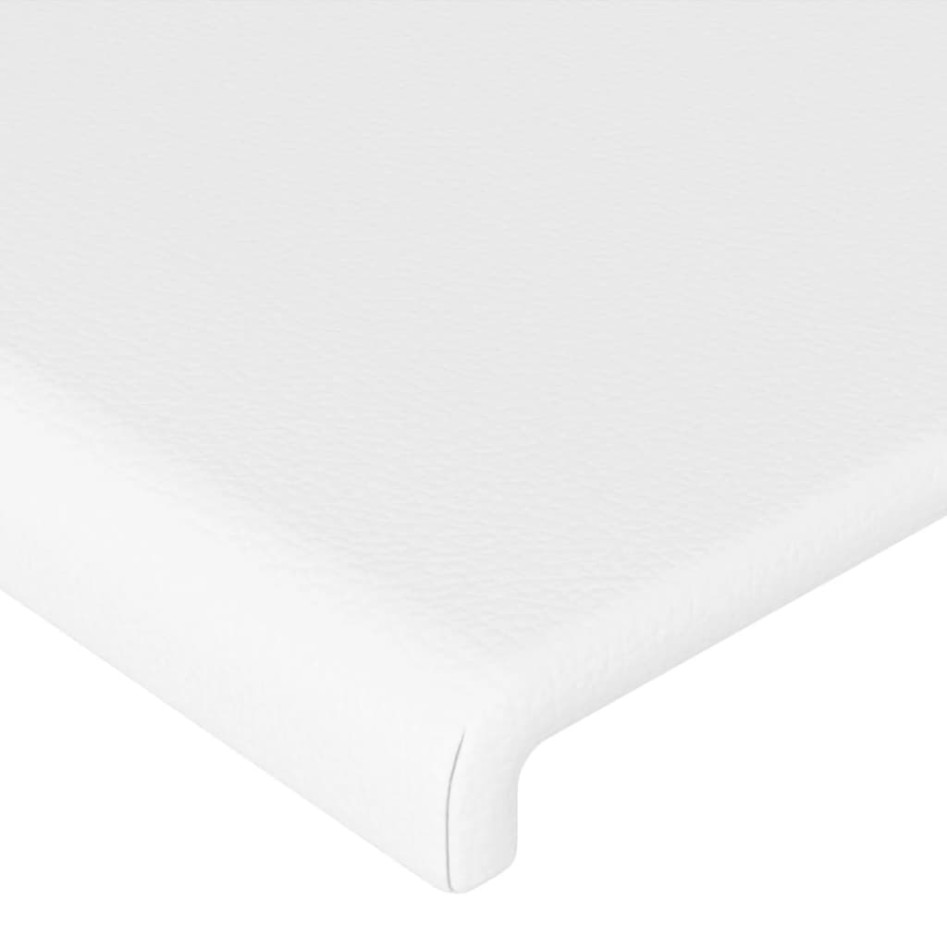 Estructura de cama con cabecero cuero sintético blanco