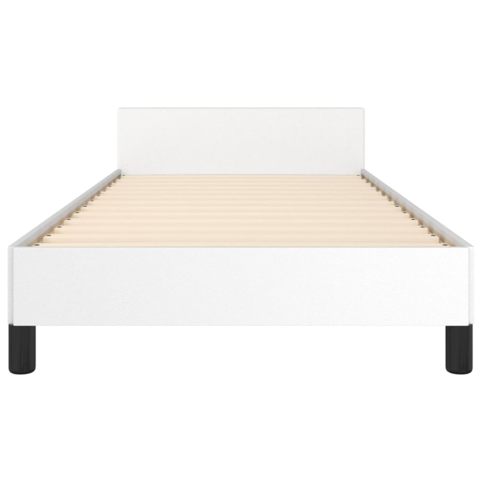 Estructura de cama con cabecero cuero sintético blanco