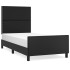 Estructura de cama con cabecero cuero sintético negro