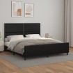 Estructura de cama con cabecero cuero sintético negro 160x200cm