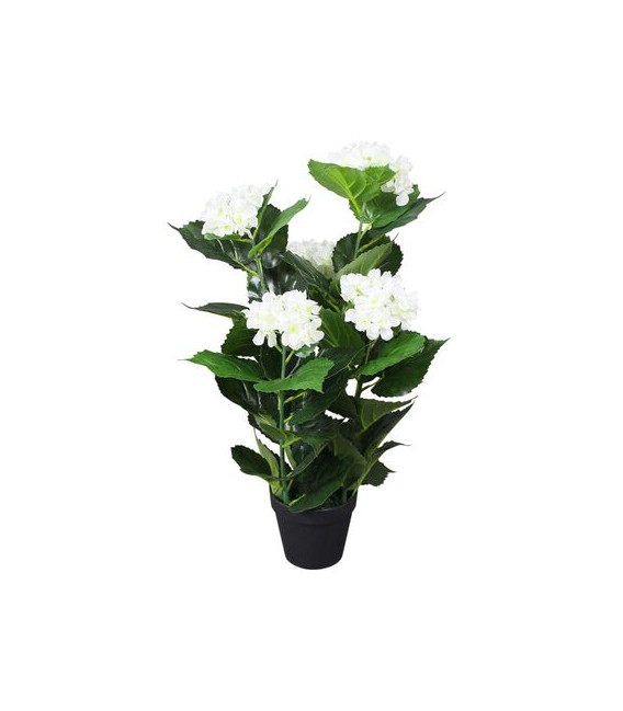 Planta artificial hortensia con macetero 60 cm blanca