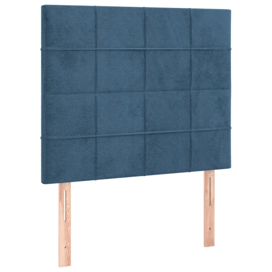 Estructura cama con cabecero terciopelo azul oscuro 80x200