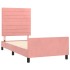 Estructura de cama con cabecero de terciopelo rosa 90x200