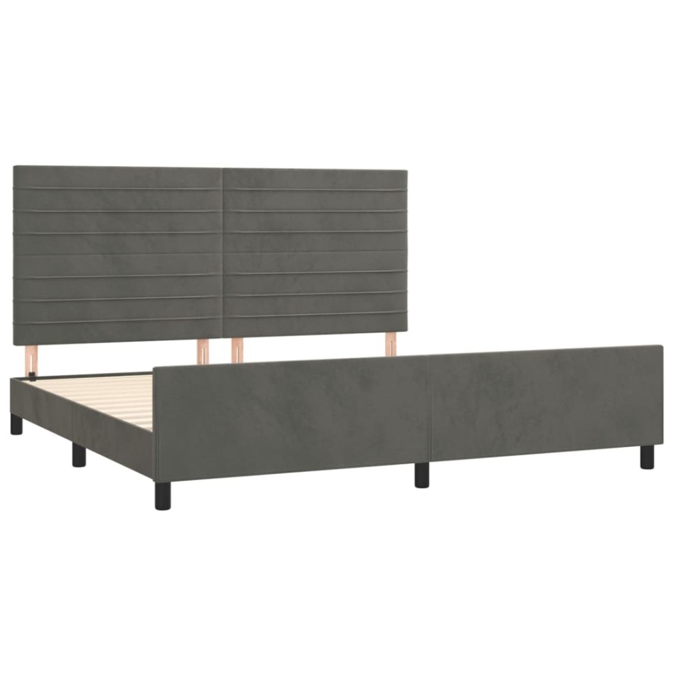 Estructura cama con cabecero terciopelo gris oscuro 200x200