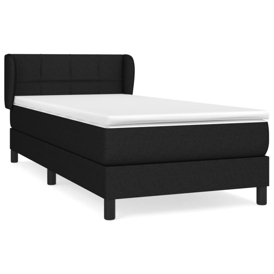 Cama box spring con colchón tela negro 80x200