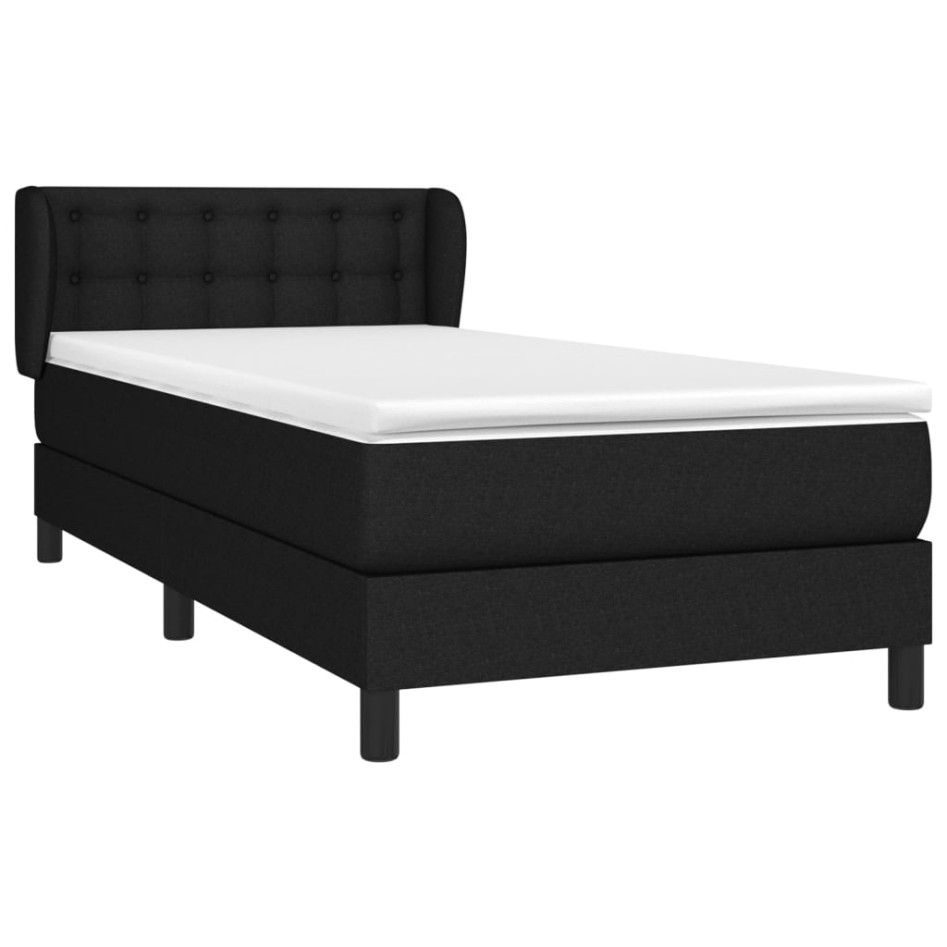 Cama box spring con colchón tela negro 80x200