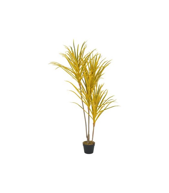Planta artificial drácena con macetero 125 cm amarilla