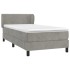 Cama box spring con colchón terciopelo gris claro 80x200
