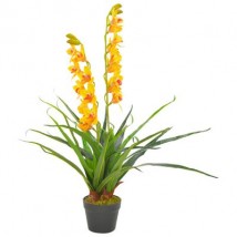 Planta artificial orquídea con macetero 90 cm amarilla
