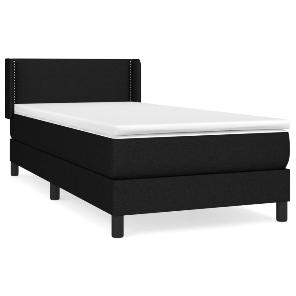 Cama box spring con colchón tela negro 90x200