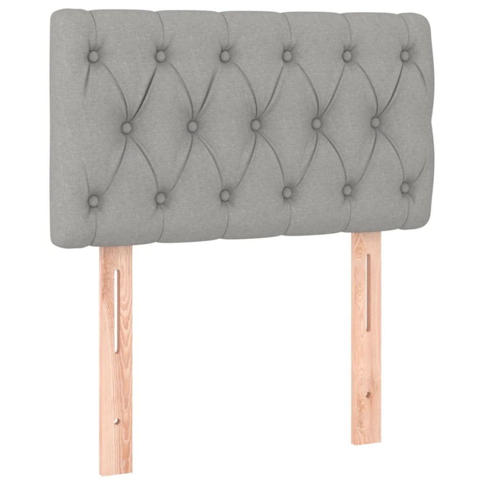 Cama box spring con colchón tela gris claro 80x200