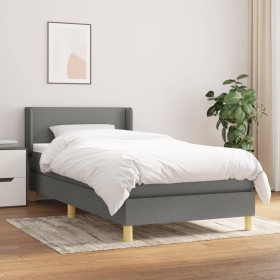 Cama box spring con colchón tela gris oscuro 90x190